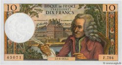10 Francs VOLTAIRE FRANCIA  1972 F.62.57 FDC