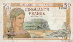 50 Francs CÉRÈS modifié FRANKREICH  1940 F.18.39