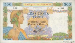 500 Francs LA PAIX FRANCE  1940 F.32.11 TTB+