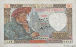 50 Francs JACQUES CŒUR FRANCE  1940 F.19.01 TTB