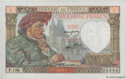 50 Francs JACQUES CŒUR FRANCE  1941 F.19.16 pr.SUP