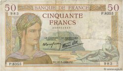 50 Francs CÉRÈS modifié FRANCE  1938 F.18.13 TB
