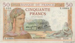 50 Francs CÉRÈS modifié FRANCE  1939 F.18.30 F+