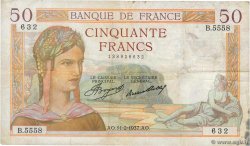50 Francs CÉRÈS FRANKREICH  1937 F.17.34 S