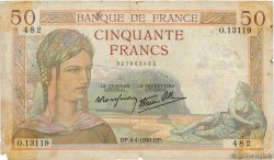 50 Francs CÉRÈS modifié FRANCE  1940 F.18.42 G