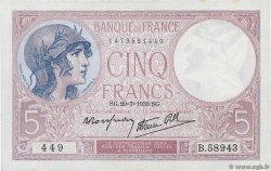 5 Francs FEMME CASQUÉE modifié FRANCIA  1939 F.04.02