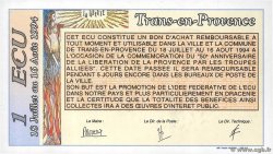 1 Ecu FRANCE régionalisme et divers Trans-en-Provence 1994  NEUF