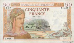 50 Francs CÉRÈS modifié FRANCIA  1939 F.18.20 q.SPL