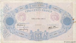 500 Francs BLEU ET ROSE modifié FRANCE  1939 F.31.26 pr.TTB