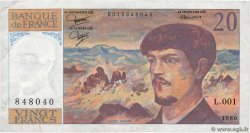 20 Francs DEBUSSY FRANCIA  1980 F.66.01 BC+