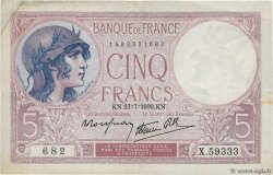 5 Francs FEMME CASQUÉE modifié FRANCE  1939 F.04.03 TB+