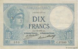 10 Francs MINERVE FRANCIA  1927 F.06.12 q.BB