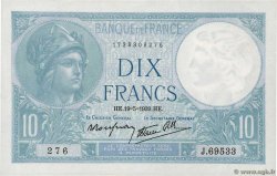 10 Francs MINERVE modifié FRANKREICH  1939 F.07.03 fST+