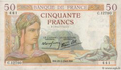 50 Francs CÉRÈS modifié FRANCE  1940 F.18.40