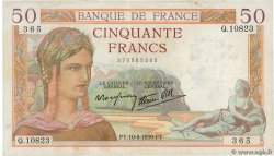 50 Francs CÉRÈS modifié FRANCE  1939 F.18.29