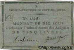 10 Sous FRANCE Regionalismus und verschiedenen Pont-De-Veyle 1792 Kc.01.075 SS