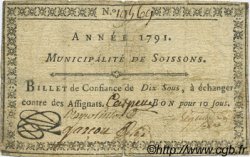10 Sous FRANCE Regionalismus und verschiedenen Soissons 1791 Kc.02.192