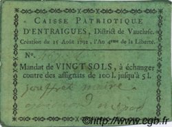 20 Sols FRANCE regionalism and various Entraigues 1792 Kc.13.049 XF
