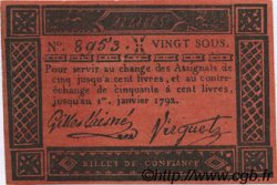 20 Sous Faux FRANCE regionalism and various Nuits 1792 Kc.21.035x XF