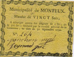 20 Sols FRANCE Regionalismus und verschiedenen Monteux 1792 Kc.26.108 VZ