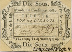 10 Sous FRANCE regionalism and various Tulette 1792 Kc.26.216 VF