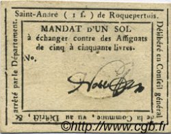 1 Sol FRANCE régionalisme et divers Saint Andre De Roquepertuis 1792 Kc.30.093