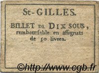 10 Sous FRANCE Regionalismus und verschiedenen Saint Gilles 1792 Kc.30.122 SS