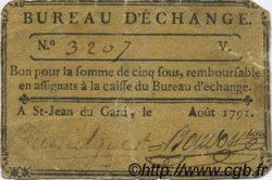 5 Sous FRANCE regionalism and various Saint Jean Du Gard 1791 Kc.30.139 F