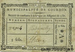 5 Sols FRANCE regionalism and miscellaneous Gourdon 1792 Kc.46.058b F
