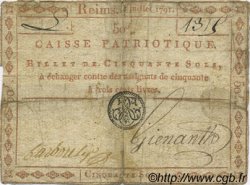 50 Sols FRANCE regionalismo e varie Reims 1791 Kc.51.009 (ou 15c) B