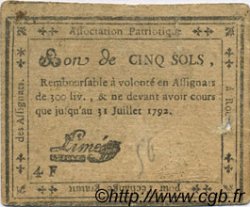 5 Sols FRANCE regionalism and miscellaneous Rouen 1792 Kc.76.158 VF