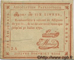 6 Livres Faux FRANCE regionalismo e varie Rouen 1792 Kc.76.163 BB
