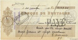 8133,20 Francs FRANCE regionalismo y varios Dinan 1931 DOC.Chèque MBC
