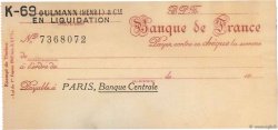 Francs FRANCE Regionalismus und verschiedenen Paris 1943 DOC.Chèque SS