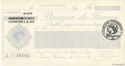 Francs FRANCE Regionalismus und verschiedenen Paris 1924 DOC.Chèque