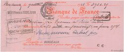 3921,21 Francs FRANCE regionalism and miscellaneous Bordeaux 1928 DOC.Chèque XF