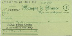 Francs FRANCE regionalismo y varios Paris 1943 DOC.Chèque