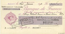 3980 Francs FRANCE regionalismo y varios Mazamet 1931 DOC.Chèque