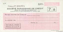 Francs FRANCE regionalismo e varie Paris 1943 DOC.Chèque