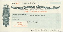 Francs FRANCE regionalismo e varie Caen 1943 DOC.Chèque AU