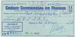 100 Francs FRANCE regionalismo y varios Paris 1962 DOC.Chèque EBC