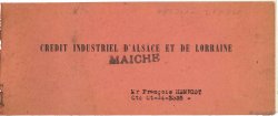 Francs FRANCE regionalismo y varios Maiche 1943 DOC.Chèque MBC