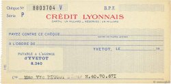 Francs FRANCE regionalismo e varie Yvetot 1943 DOC.Chèque SPL