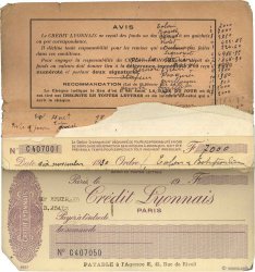 Francs FRANCE regionalism and various Paris 1939 DOC.Chèque F