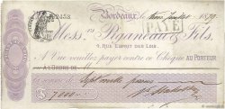 7000 Francs FRANCE regionalism and miscellaneous Bordeaux 1879 DOC.Chèque VF