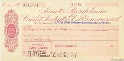 Francs FRANCE Regionalismus und verschiedenen Saint-Girons 1943 DOC.Chèque