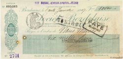 10000 Francs FRANCE regionalismo y varios Bordeaux 1907 DOC.Chèque EBC