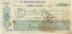 3000 Francs FRANCE regionalismo y varios Bordeaux 1907 DOC.Chèque