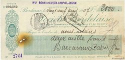 2000 Francs FRANCE regionalismo y varios Bordeaux 1907 DOC.Chèque