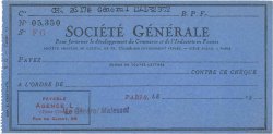 Francs FRANCE régionalisme et divers Paris 1943 DOC.Chèque